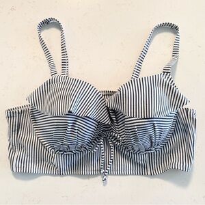 CACIQUE SWIM Women’s Size 44C Bikini Top Striped Underwire Ruffled Padded